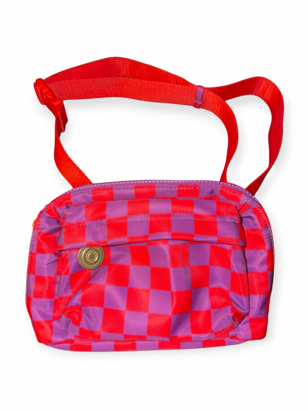 Rowing Blazers x Target Checkerboard Belt Bag Crossbody Red Purple Stripe Liner
